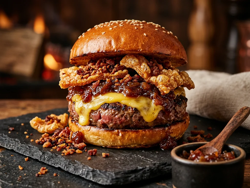 Black Angus Premium: 225 g de buey irlandés con queso cheddar, bacon, lechuga, tomate y salsa…